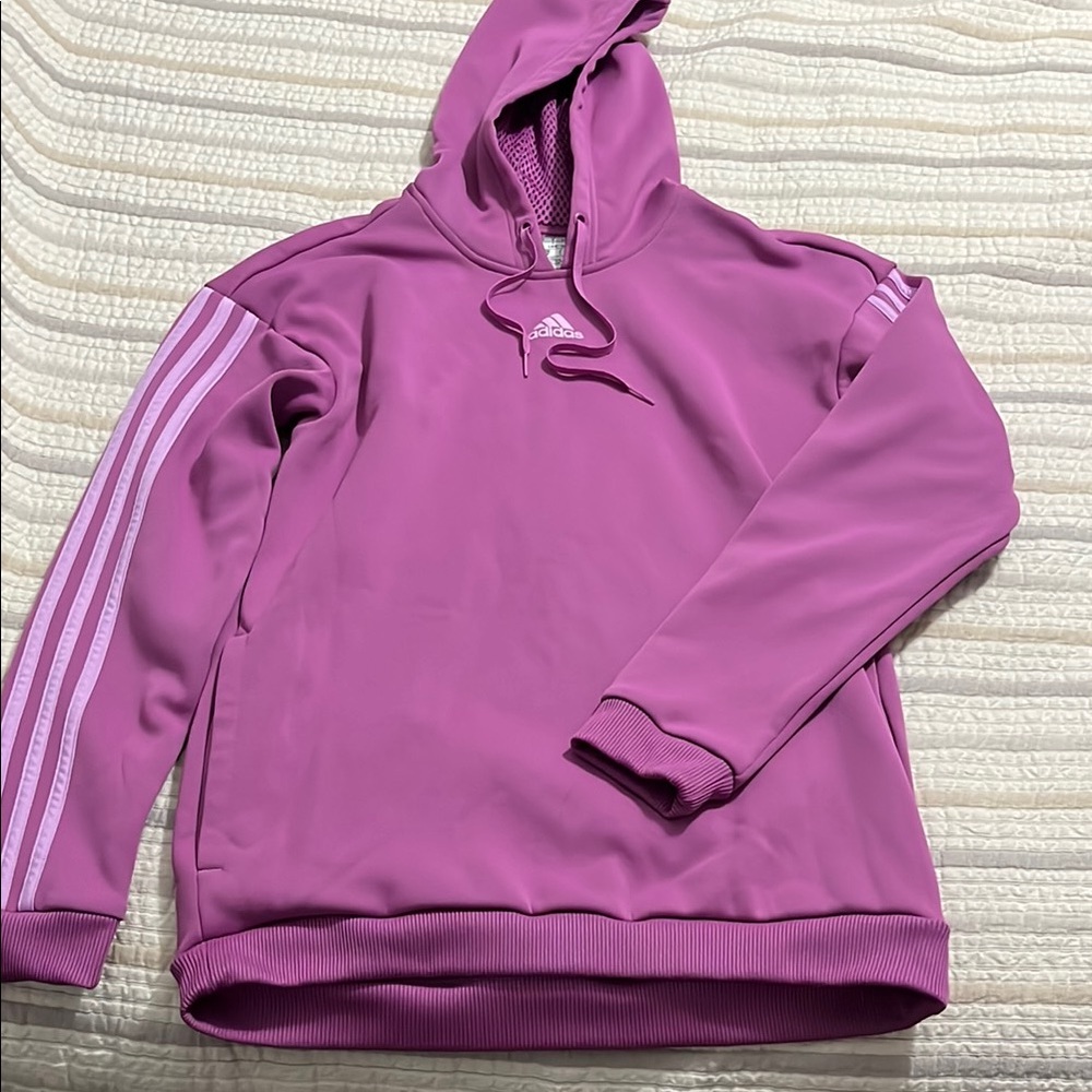 Adidas Lavender Hoodie with Signature Stripes